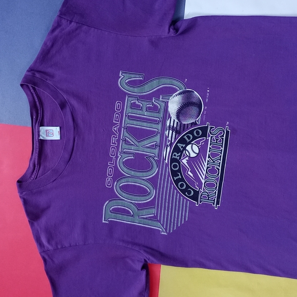Vintage 1996 LOGO 7 MLB Colorado Rockies Single Stitch T-Shirt